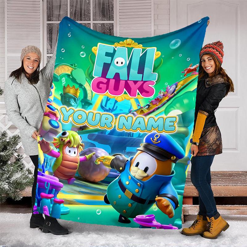 Customiz Name Personality Game Fall Guys Blanket Soft&Warm Office Bed Travel Lunch Break Blanket,Gift All Seasons