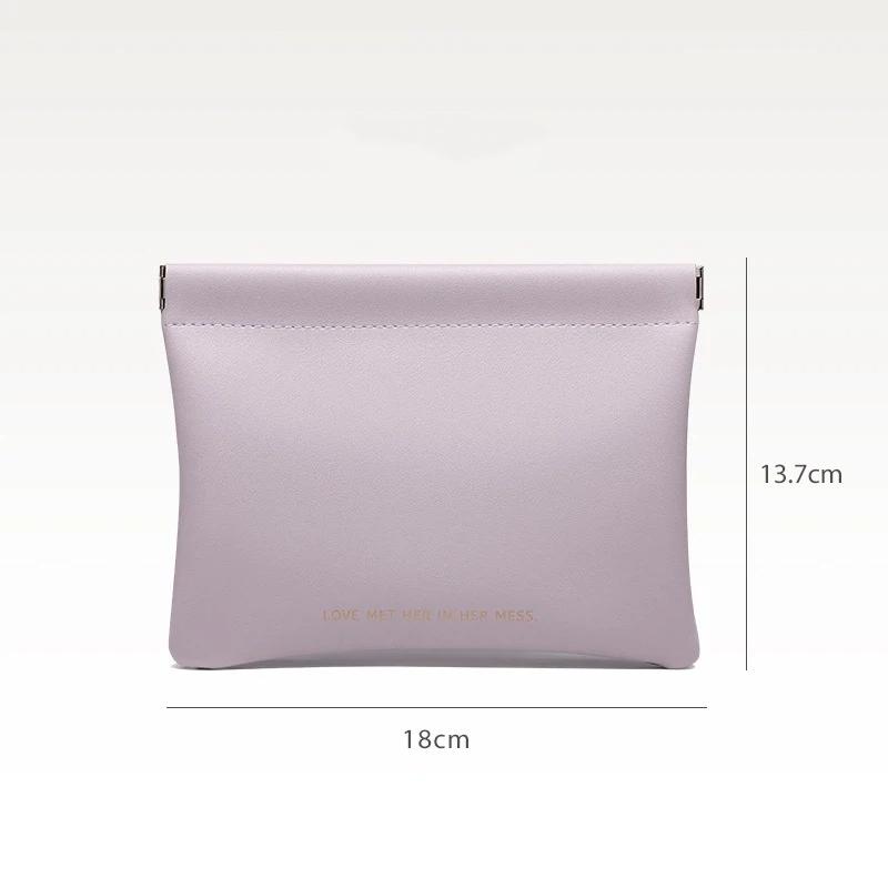 Fashion Pu Leather Storage Bag Automatic Closure Waterproof Purse Portable Earphone Charging Line Cosmetic Lipstick Jewelry Bag
