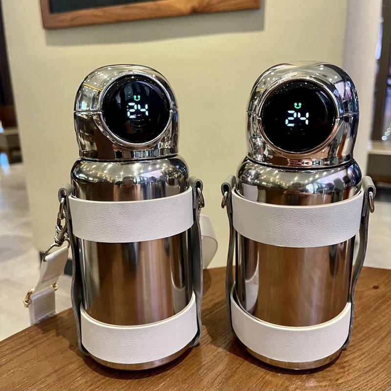Girls Smart Thermos Bottle LED Temperature Display 316 Stainless Steel Vacuum Insulated Straw Water Bottle with Straps