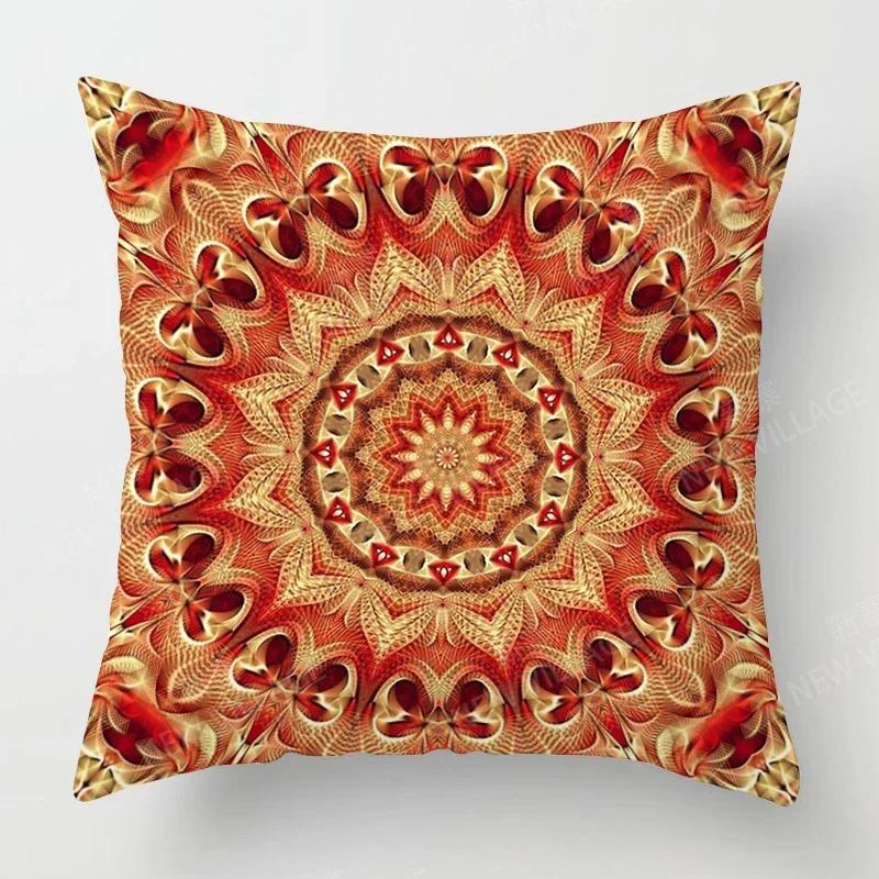 Oturma Odası Kanepe Dekorasyonu İçin Kısa Peluş Baskılı Boho Mandala Desenli Dekoratif Yastık Kılıfı Yastık Kılıfları