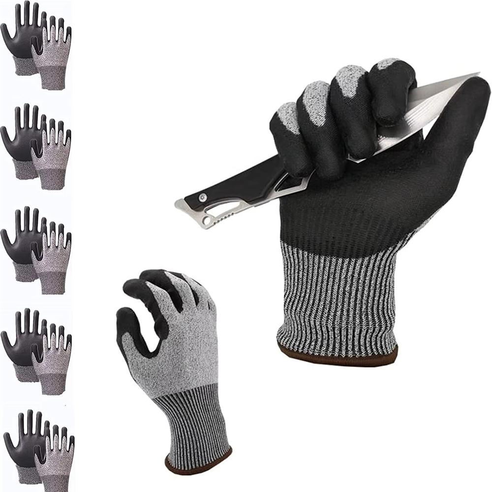 Cut Resistant Work Gloves HPPE Nitrile Coated Hands Anti Cutting Safety for Men
