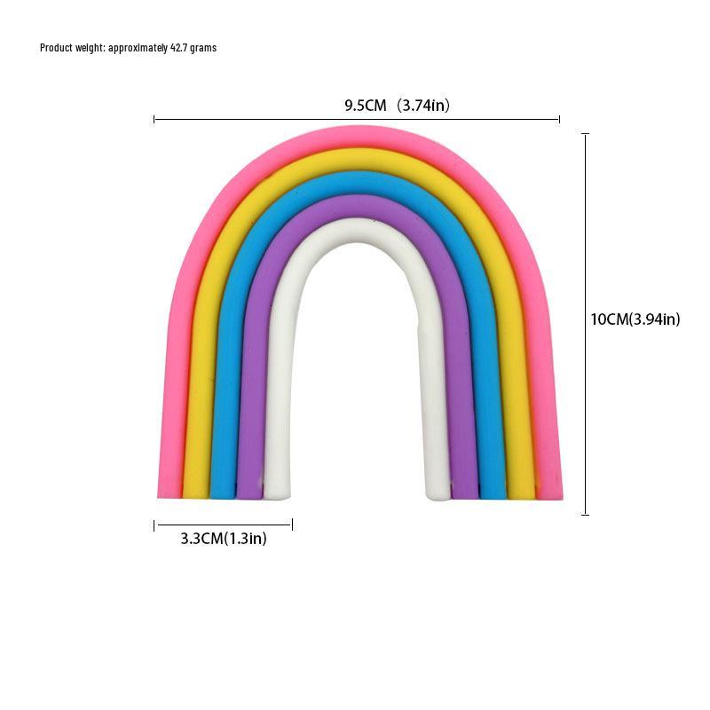 Versatile Rainbow Arch Cake Topper: Colorful Cartoon Forest Style Red Pink Rubber Ornament