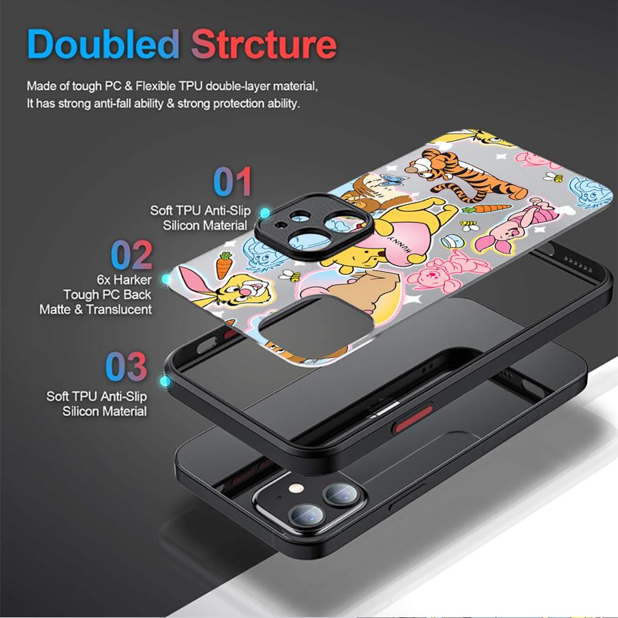 Cartoon Pooh Case for iPhone 17 Pro Max 7 8 SE 15 12 16 Plus Air 17e XS XR 13 Mini 14 11 Back Phone Cover