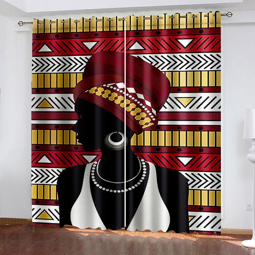 African Ancient Blackout Curtains Retro Egyptian Kids Teens Bedroom Window Curtain Decor Living Room Drapes(2Panels)Cortina