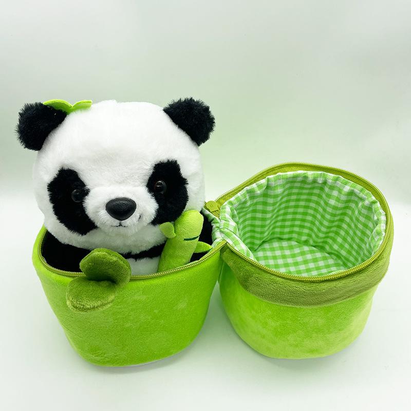 New Bamboo Panda Plush Stuffed Toy Soft Bamboo Bag Simulation Stuffed Panda Cute Pillow Panda Cat Doll Childen's Birthday Gift