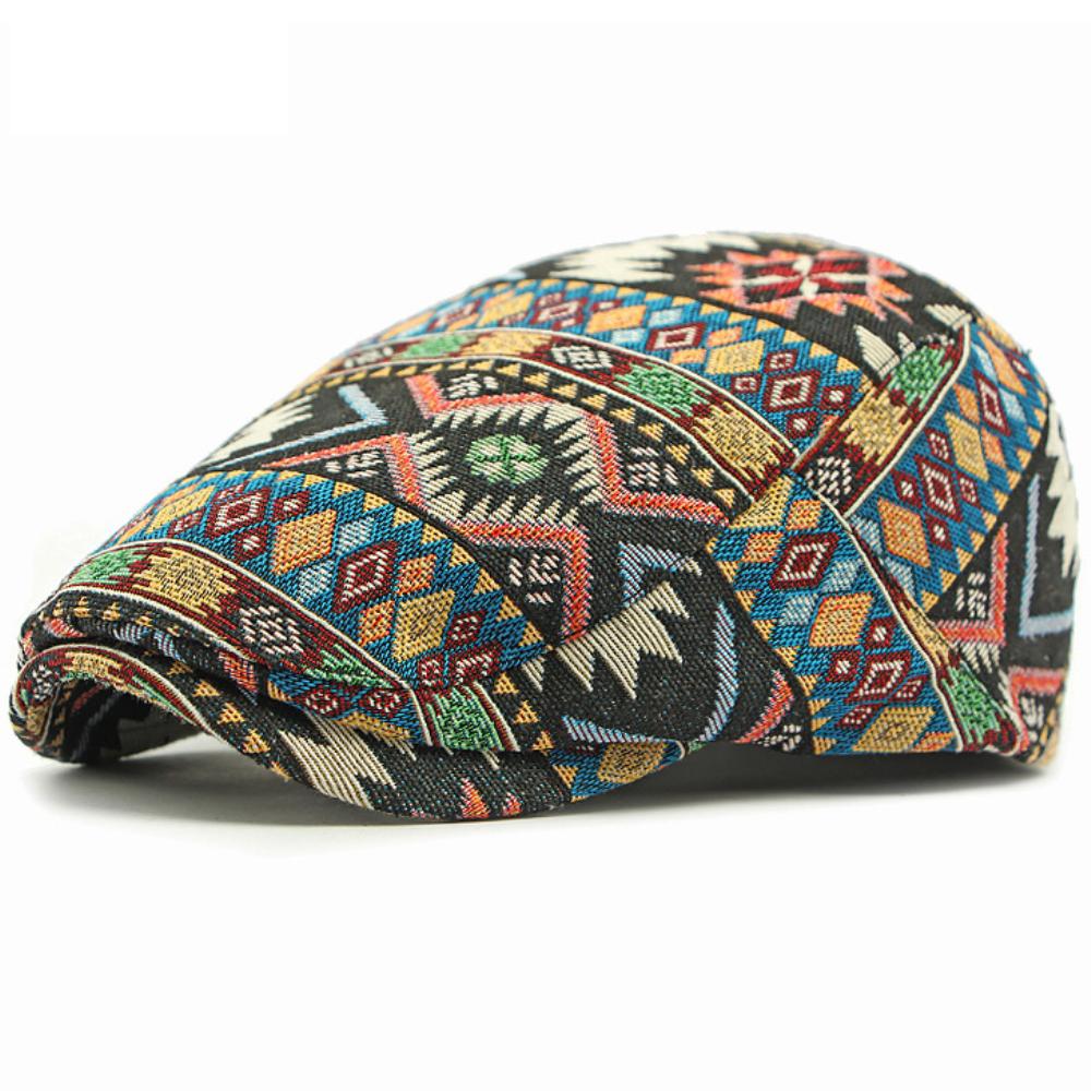HT4559 Men Women Beret New Stylish Jacquard Ivy Flat Cap Spring Autumn Artist Painter Beret Hat Male Female Adjustable Beret Cap