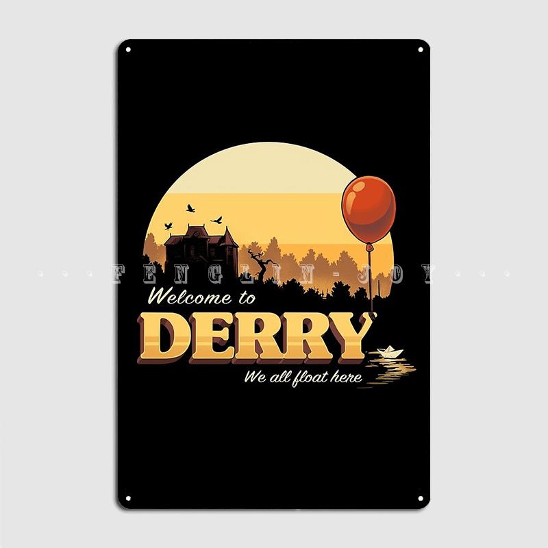 

Welcome To Derry It Terror Movie Book Horror Killer Clown Poster Metal Plaque Club Bar Painting Décor Tin Sign Poster 20x30cm