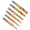 6Pcs HSS Tap Drill Bits Set High Speed Steel Titanium Coated Hex Shank Thread Hand Tool M3‑M10