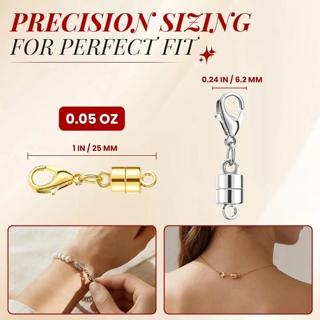 20PCS Gold & Silver Magnetic Clasps for Necklaces & Bracelets, Jewelry Closures by Buelkmag