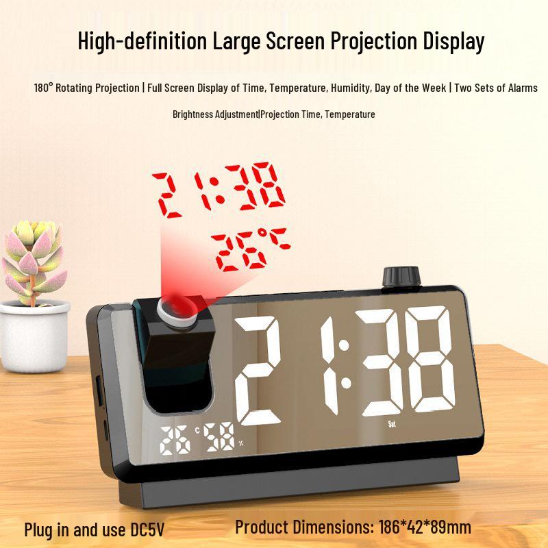 Multi-Functional LED Projection Alarm Clock with Temperature Display