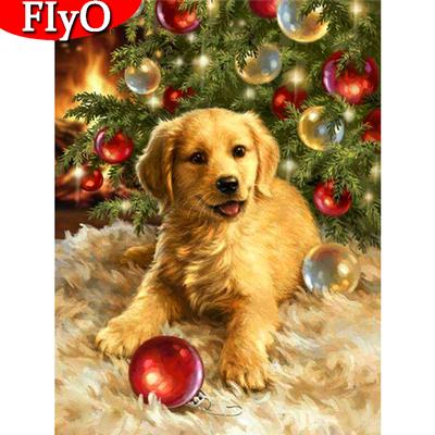 Алмазна вишивка Собака Повний квадратний круглий набір для вишивки хрестиком Розпродаж Алмазний живопис Різдвяна ялинка Мозаїка Тварини Домашній декор