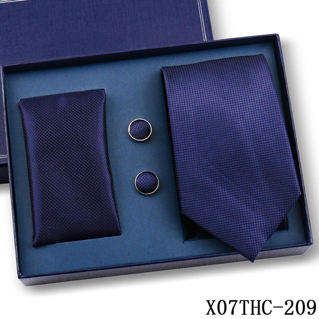 Tie Square Cufflinks 3-Piece Suit Retro Striped Hand Tie High-End Gift Box Set