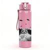 1PC Relaxed Sloth Monochrome 750ml Color Plastic Sports Water Bottle Leakproof Flip Straw Lid Suitable for Sports Office Home Use
