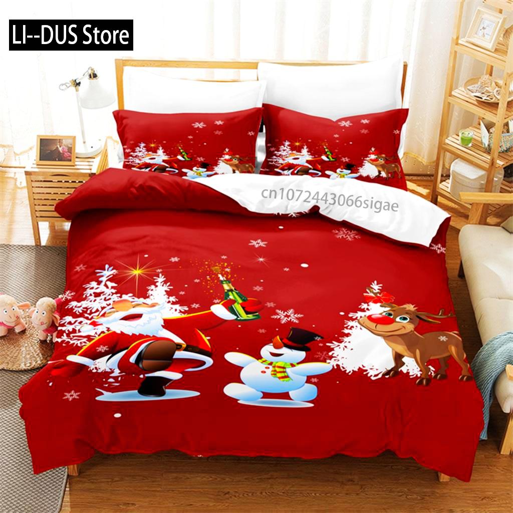 Red Christmas Bedding Set Duvet Cover Set 3d Bedding Digital Printing Queen Size Bedding Set Fashion Design