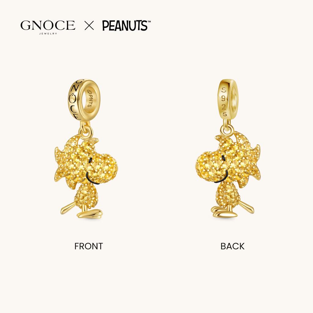 GNOCE Peanuts Woodstock Pave Diamond Pendant Dangle Charm for Women, S925 Sterling Silver, Dangle Charm for Women, Wife, Valentine's Day, Mother's