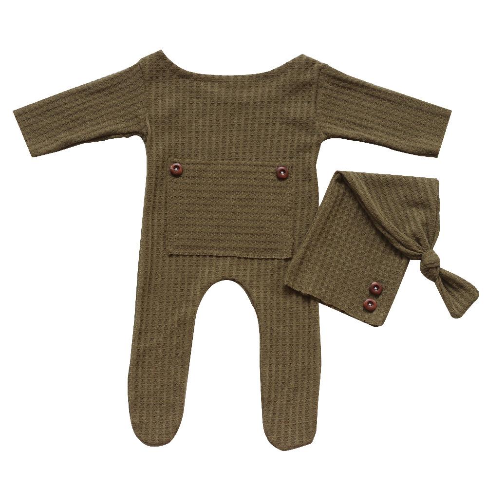 Newborn Photography Clothing Baby Soft Houndstooth Knitted Long Tail Hat Jumpsuit Set, Interesting and Beautiful