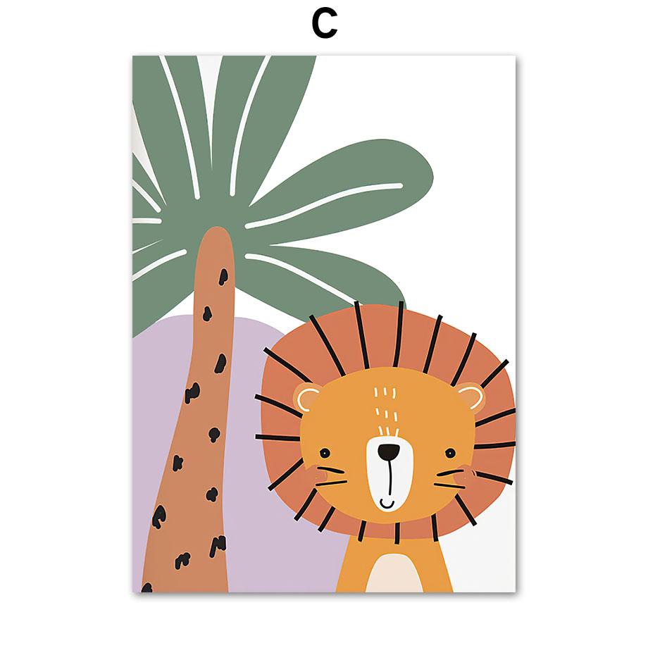 Regenbogen Sonne Löwe Elefant Giraffe Zebra Kinderzimmer Wandkunst Leinwandmalerei Nordische Poster und Drucke Bilder Baby Kinderzimmer Dekor