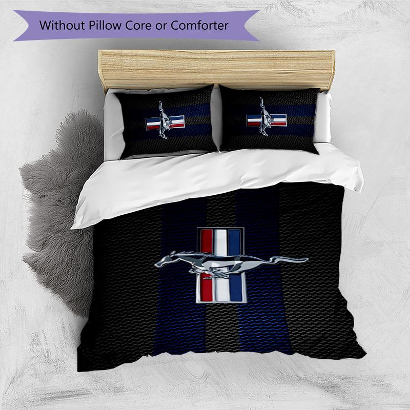 Mustang 3pcs Bedding Set Duvet Cover Closure Includes 1 Duvet Cover & 2 Pillowcases for All Seasons Bedroom Home Dorm Decor