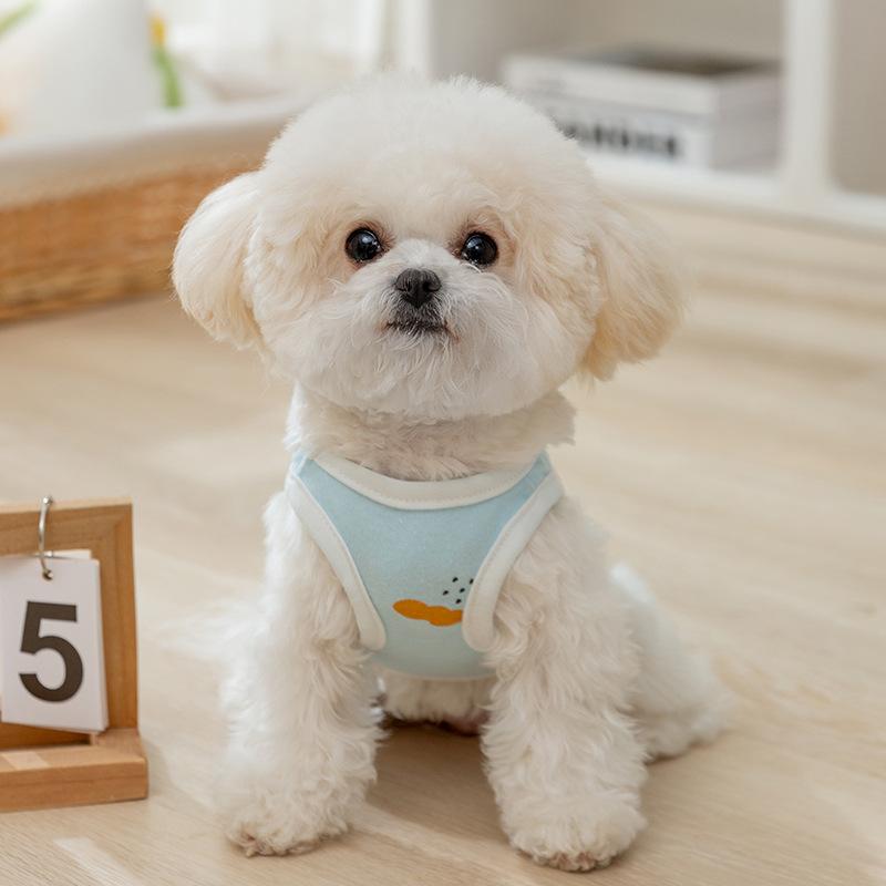 Fresh and cute printed vest dog clothes spring and summer thin Bigbear Teddy Schnauzer puppy pet clothing