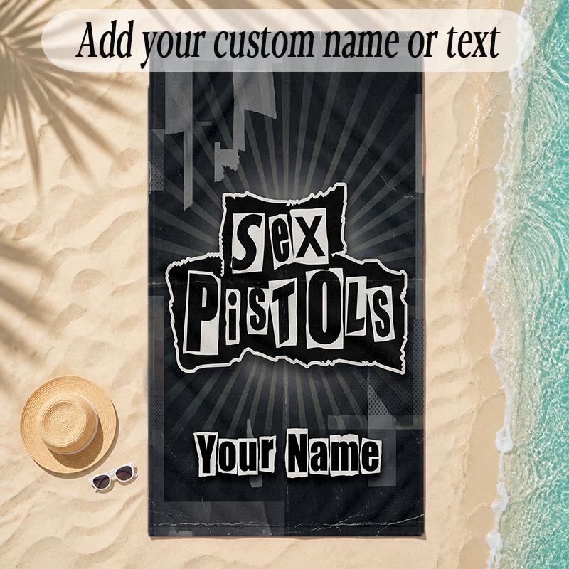 Beach TowelSex Pistols Custom Name Text Personalized Soft Towel for Beach Pool Indoor Home Decor Gift