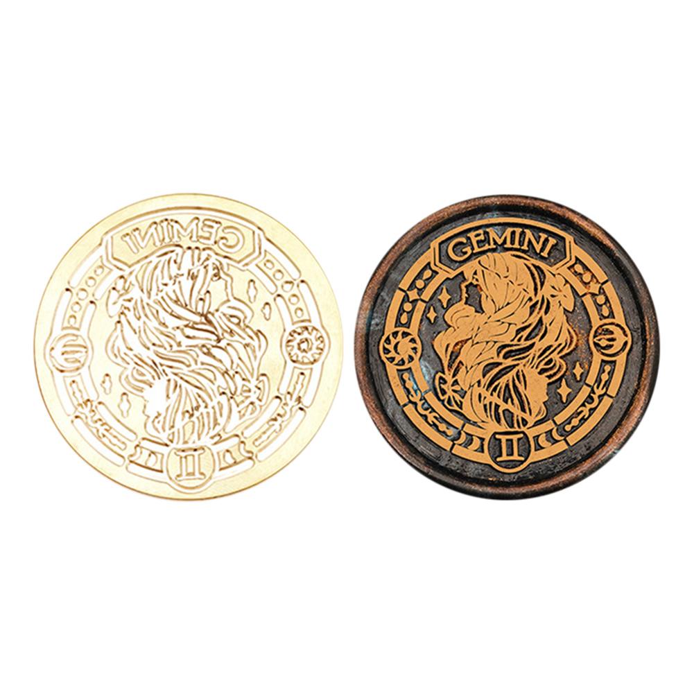 Twelve Constellations Seal Copper Head Classic Vintage Stamps Print Head DIY Manual Account Invitation Envelope for Wedding Card