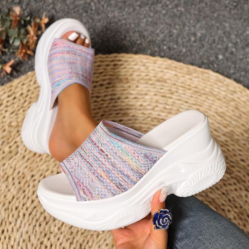 

Fashion 2025 Summer New Women Slippers Comfortable Outdoor Wedges Sandals Slip on Platform Slippers Beach Peep Toe Shoes Slides Women 35