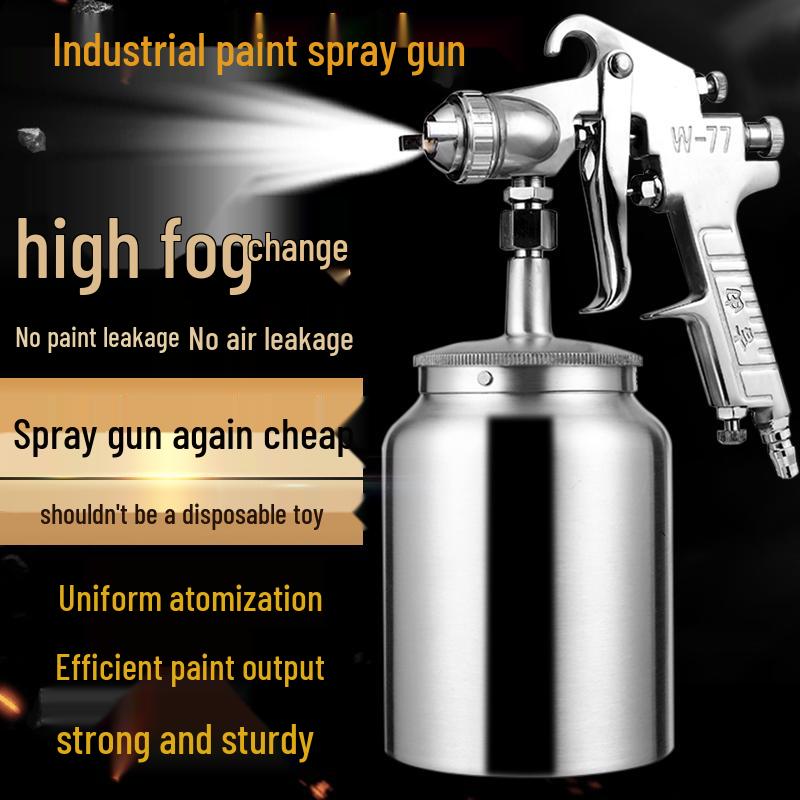Jiyou W77 High Atomization Spray Gun for Car and Latex Paint, Large Caliber, Top and Bottom Cup Pneumatic Application