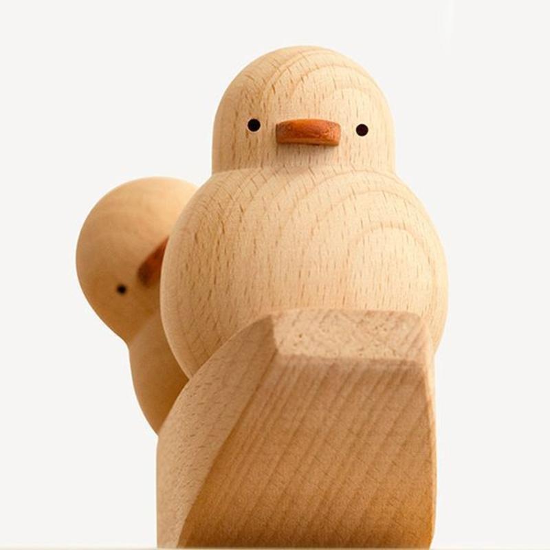 Funny Duck Gift Mini Duck Desktops Decorations 2Pcs Wood Ornament Set Couple Small Statue Decorations