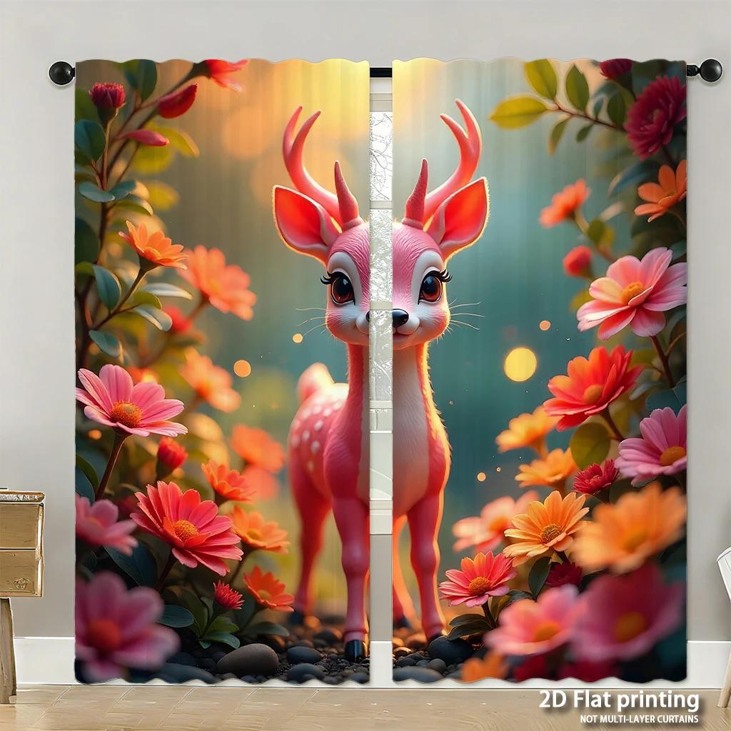 Piece Set High Definition Digital Printed Curtainsorange Tabby Cat Surfing Wave Colorful Vibrant Dynamichome Decoration Curtain Polyester