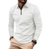 New Men's Collared Fashion Solid-Colour Waffle-Weave Long-Sleeved T-Shirt Polo Top