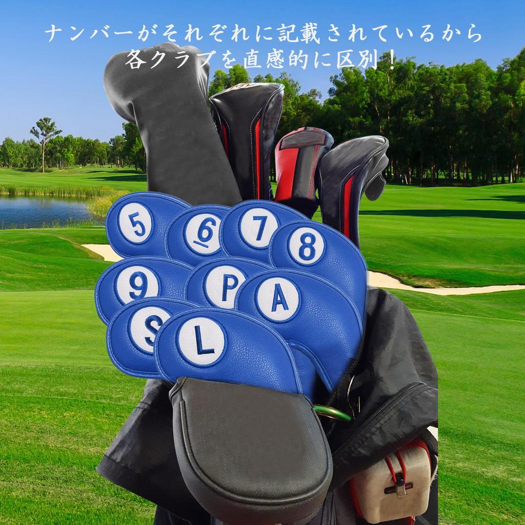 Magnetic Closure Golf Iron Wedge Premium PU and with Embroidered Protective Head Cover Covers, Headcovers, Leather, Lightweight, Waterproof,