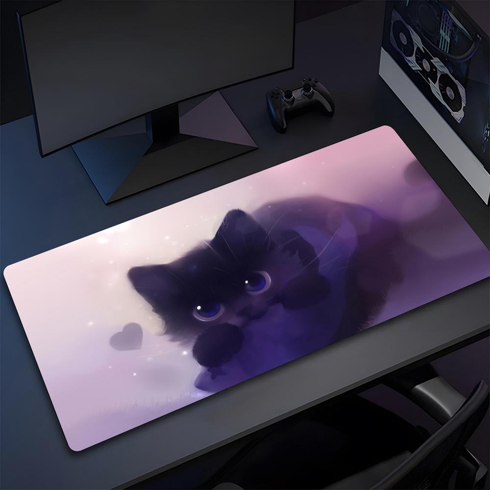 Schwarze Katze Schreibtischunterlage Niedliches Mauspads Hohe Qualität Natürliches Gummi Mauspads Das Professionellste Waschbare Laptop-Mauspads