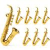 10pcs 4.7cm Plastic Mini Golden Saxophone Ornament Dollhouse Miniature Desktop Decorative Crafts Dollhouse Room Decor