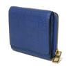 Used 12695 Linen Zip Compact Wallet 7942 Textured Calfskin Zip Around Anagram Embossing Blue Unisex from Japan AUTHENTIC
