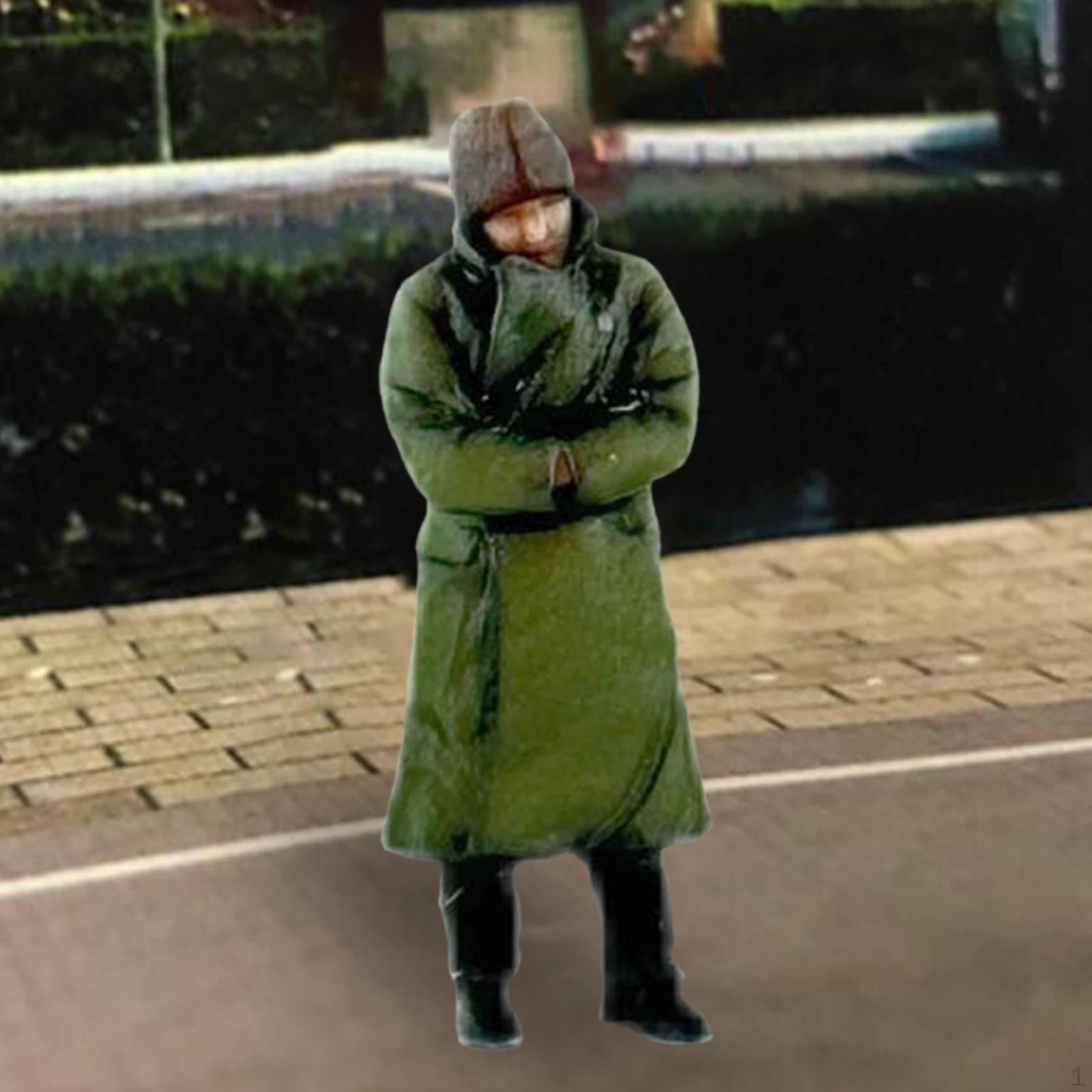 

1/87 смоляная фигурка в зеленом пальто фигурки людей диорама действие для декораций Style B