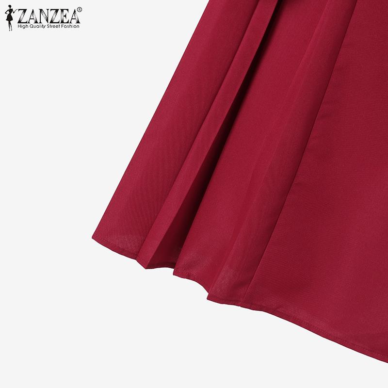 ZANZEA Blusa de Manga Curta Feminina e Saias Conjuntos Casuais de Duas Peças
