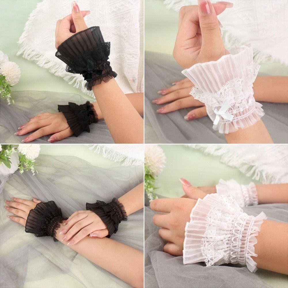 Comfortable Lace Ruffled Wrist Detachable Fake Sleeves Cuffs  Daily Accessory
