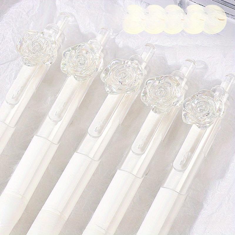 8-Piece/4-Piece Set Camellia Push-Button Ballpoint Pen, High-Quality Quick-Drying 0.5mm Signing Pen, Ergonomic Lightweight Stationery Set