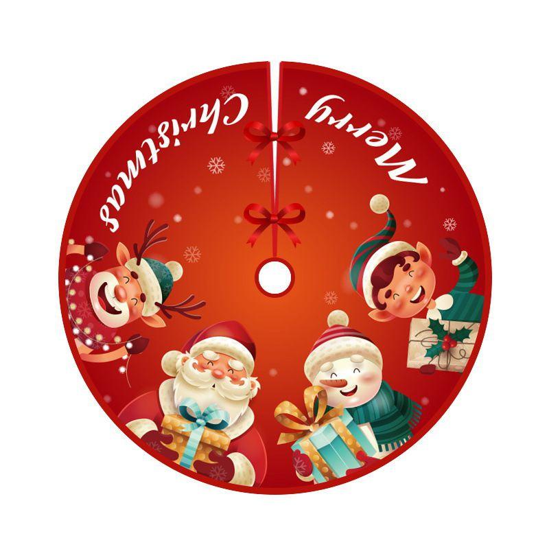 Saia de Árvore de Natal Xadrez Vermelho Festiva Com Design de Papai Noel e Alce Para Decoração Elegante de Feriado