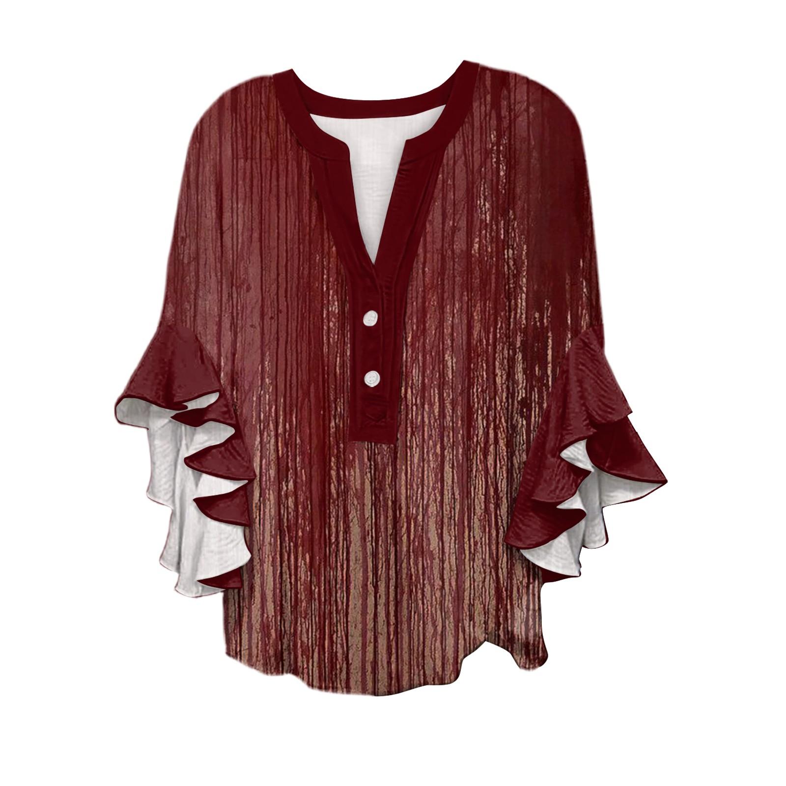 

Women s V-neck Seven Quarter Sleeved Shirt Halloween Printed Top Casual Shirt S киноварь