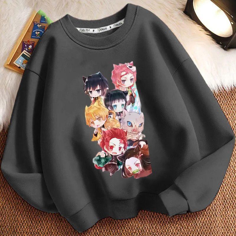 Kinder Modischer Demon Slayer Hoodie, Frühling und Herbst Jungen- und Mädchen-Freizeit-Hoodie
