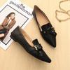 Nye Enkelsko Mote Damesko Belgespenne Koreansk Versjon Spiss Tå Flatsko Allsidige Slip-on Loafers for Kvinner
