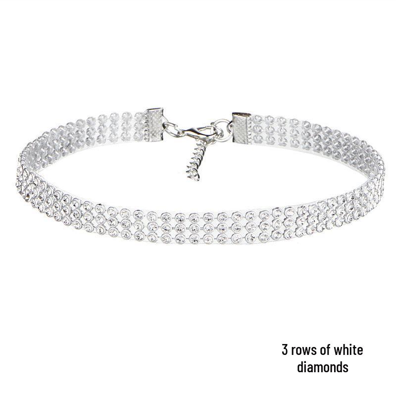 Mehrlagige Diamant-Acryl-Choker-Halskette - Kurz, Schlüsselbeinlang, Nachtclub-Stil