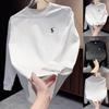 Men's White Horse Embroidered Crewneck Sweatshirt - Trendy High-End Style for Autumn/Winter