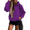 Womens Oversized Hooded Sweatshirt Long Sleeve Solid Color Fleece Lined Casual Top Teens Young Adults