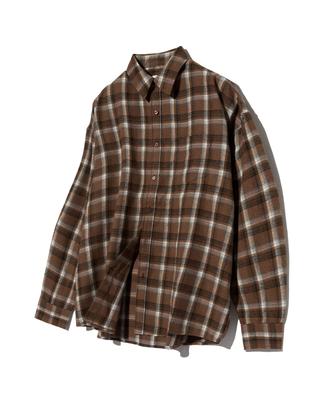 STANDARDERROR 87-Stan092 Vintage Bos Oversized Lange Mouw Tartan Controle Shirt Bruin