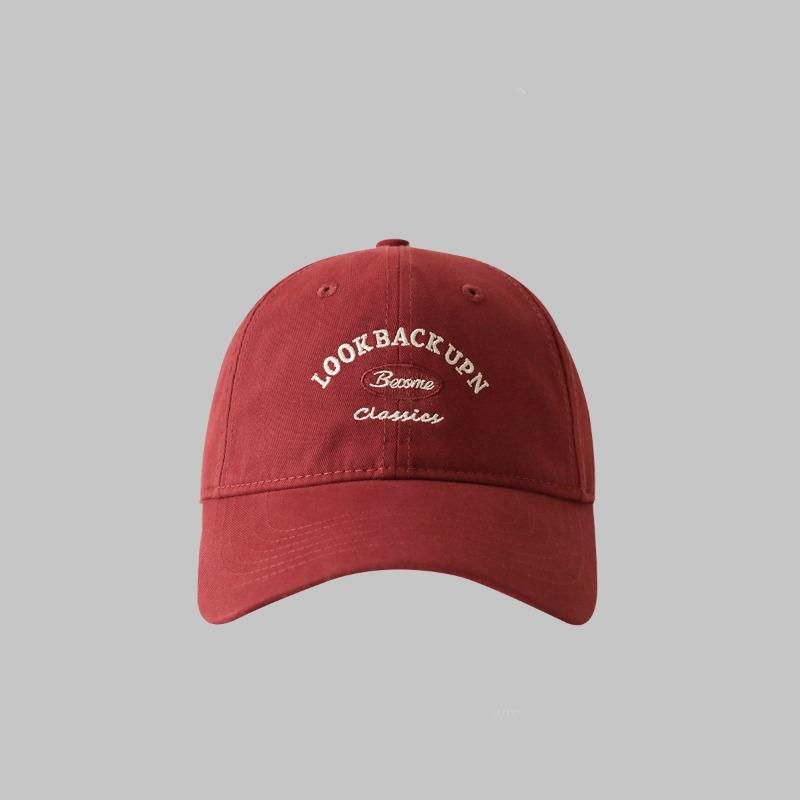 

Spring and summer sunshade baseball cap, letter embroidery, wide brim to show the face, small cap, couple versatile soft top hat Adjustable бордовый