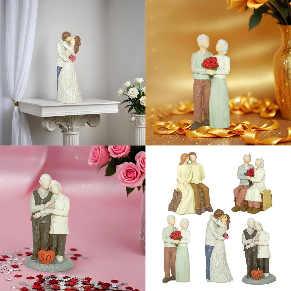 Resins Decorative Statue Commemorates Special Anniversaries Romantics Loving Elderly Couple Sculpture for Valentines Day