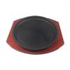 ZISIZ 26cm Round Steak Sizzle Platter with Wooden Base