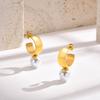 Multi, Earrings Accessories, Stainless Steel Ladies French Retro Imitation Pearl Earrings 18K Gold, Huayuan